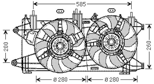 Radiator FAN COMPLEET DOBLO 05.10 1.3 MJ1.9 JTD +A/C