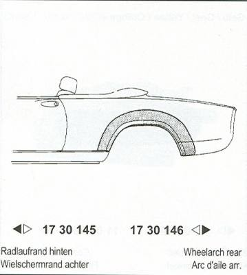 spatbordrand, links Fiat Spider, 1966-1986