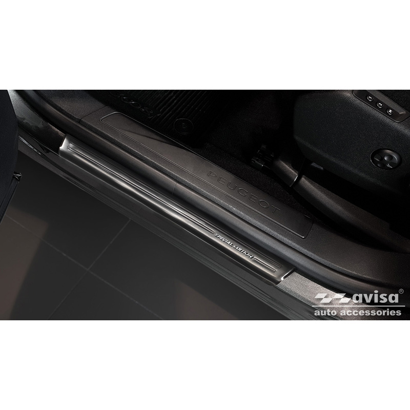 Black Stainless Steel Door sill protectors  Peugeot 3008 2016- 'Special Edition' - 4-pieces