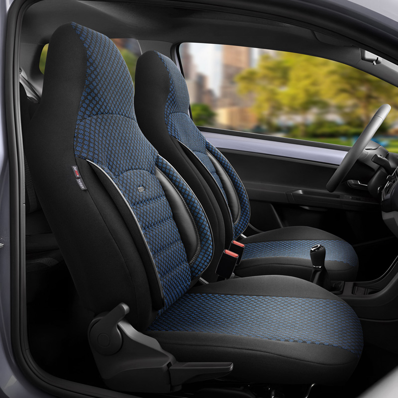 Universal Fabric 'CityBug' Seat cover set 'Sport Plus' Black/Blue - 9-pieces -  Side-Airbags