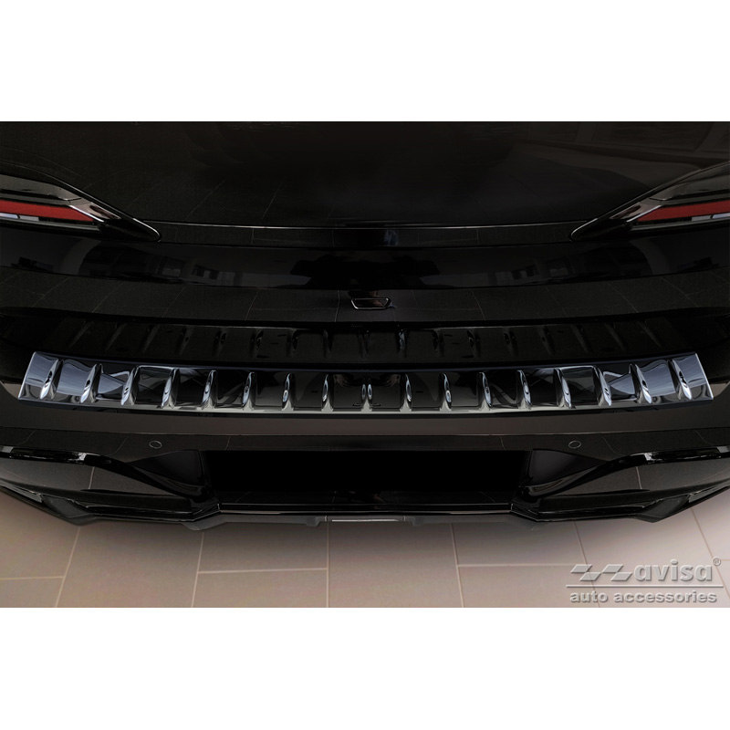 Black Mirror Stainless Steel Rear bumper protector  BMW 7-Series (G70) 2023- with M-Pakage 'Ribs'