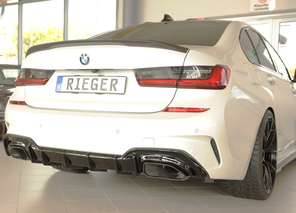 Diffuser BMW 3 Serie G20 M340i Rieger Glans Zwart voor Trekhaak