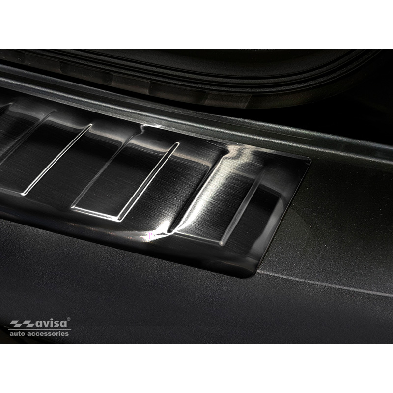 Black Stainless Steel Rear bumper protector  Volkswagen Caddy 2004-2015 & FL 2015- 'Ribs'