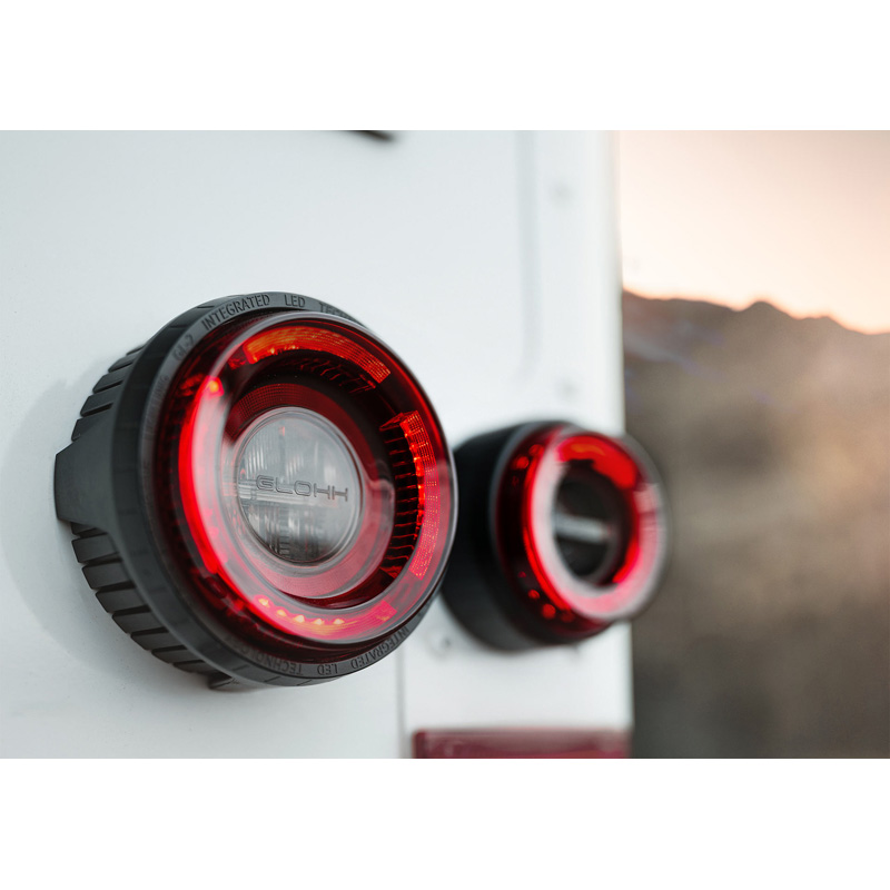 Glohh GL-2 LED Tail Lights  Landrover 90/110 1983-1990 & Defender (LD) 1990-2016 - Red/Smoke (6-pieces)