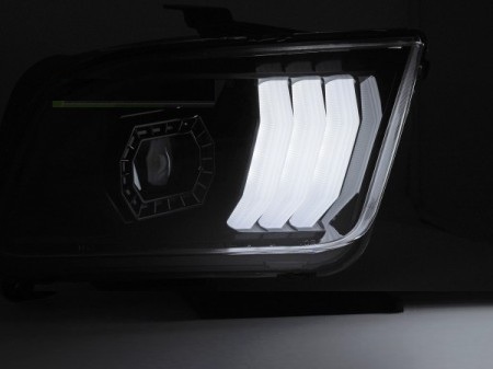 Headlights Ford Mustang Tube Light Black 2004-2009