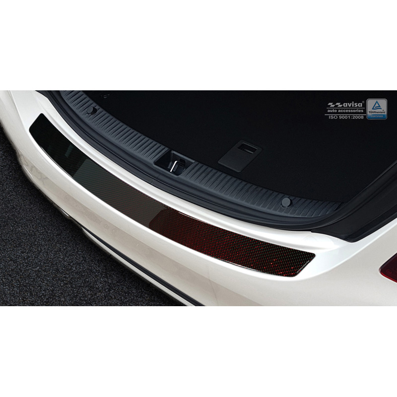 Carbon Achterbumperprotector  Mercedes CLS (C218) 2014-2018 Rood-Zwart Carbon
