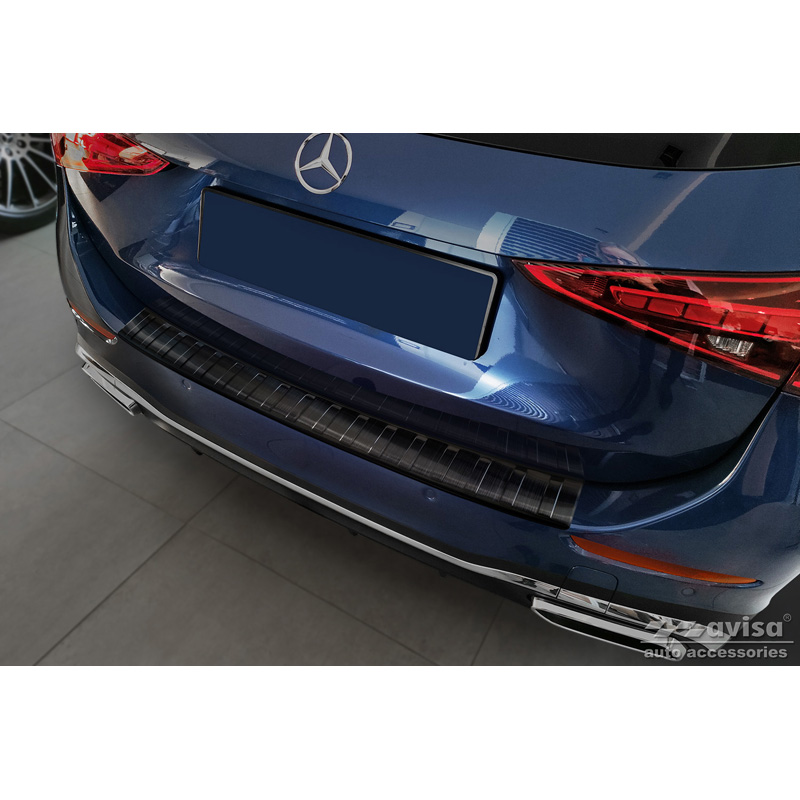 Black Stainless Steel Rear bumper protector  Mercedes C-Class AMG Estate S206 2021- 'Ribs'