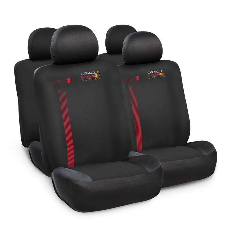 Red Bull Oracle Universal seat cover set MV1 - 10-piece set - Black/Red -  Side-Airbags