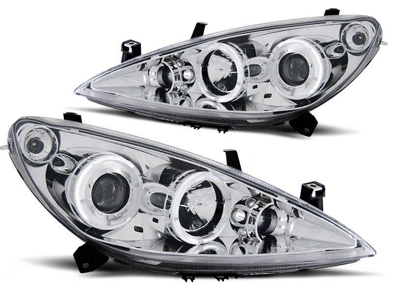 Koplampen Peugeot 307 Angel Eyes chroom