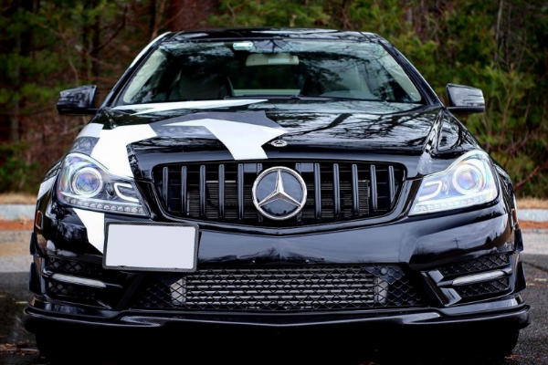 Grill Mercedes C-klasse W204 S204 GT Look Panamericanan Glans Zwart