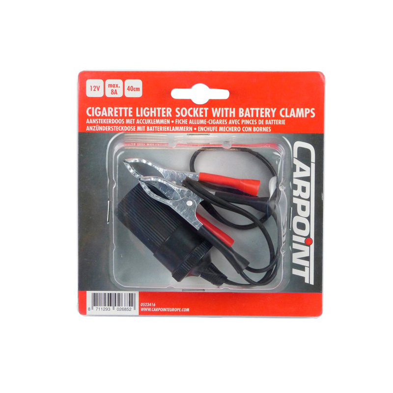 Carpoint Cigarette Lighter Socket Battery Clamps 12V 10A