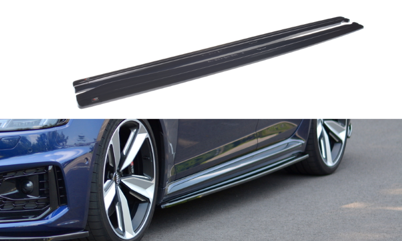 Zijskirts Audi RS4 B9 Maxton Glans Zwart